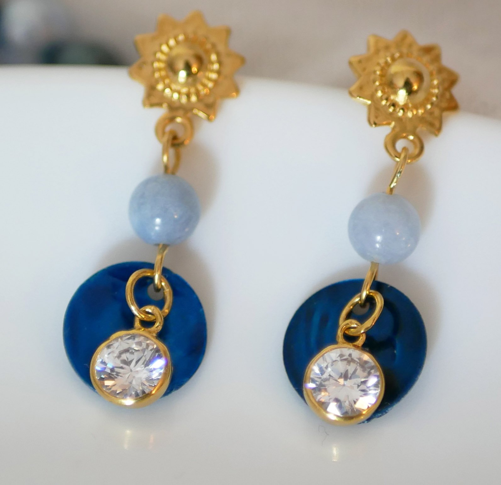 Pendientes de la colecci&oacute;n "Les nacr&eacute;es" Azul
