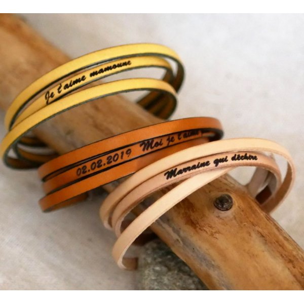 Tobillera de piel fina personalizable 3 vueltas