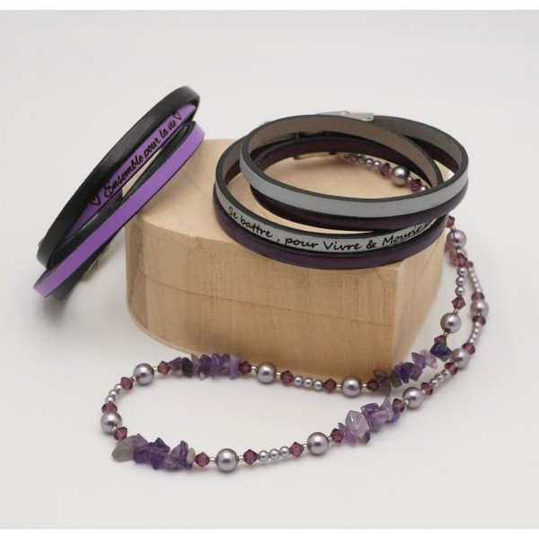 Pulsera doble de cuero a d&uacute;o personalizable mediante grabado