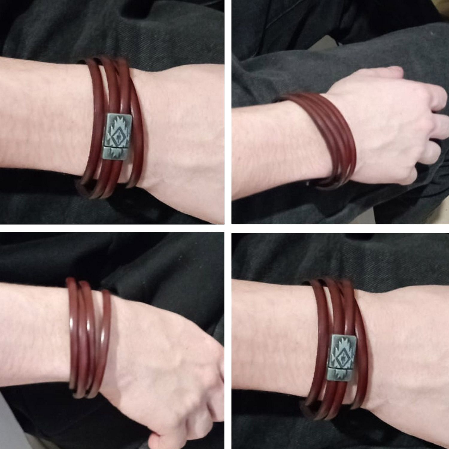 Pulsera de cuero de doble vuelta con cierre magn&eacute;tico &eacute;tnico para personalizar