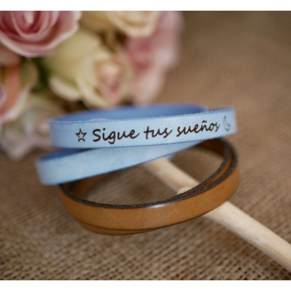 Pulsera de cuero de doble vuelta para pap&aacute; personalizable mediante grabado