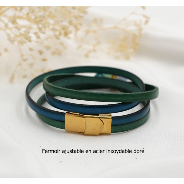 Pulsera d&uacute;o de cuero con colgante de perlas personalizable