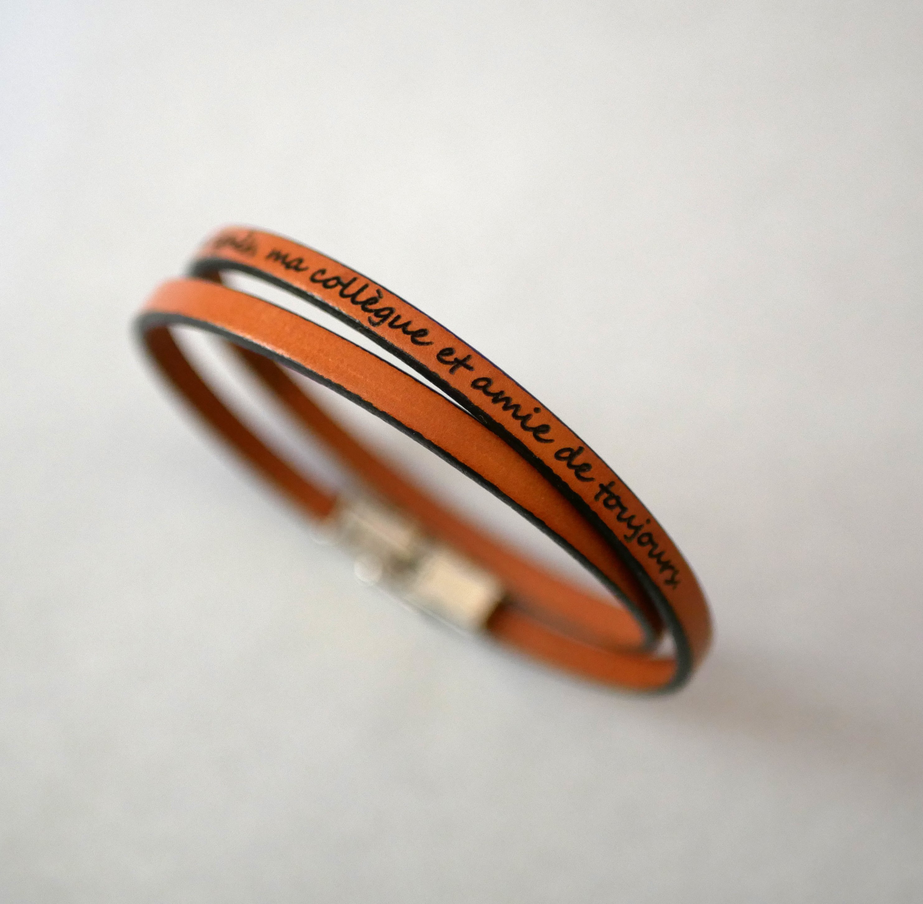 Pulsera de cuero de 2 vueltas para hombre o mujer, para personalizar