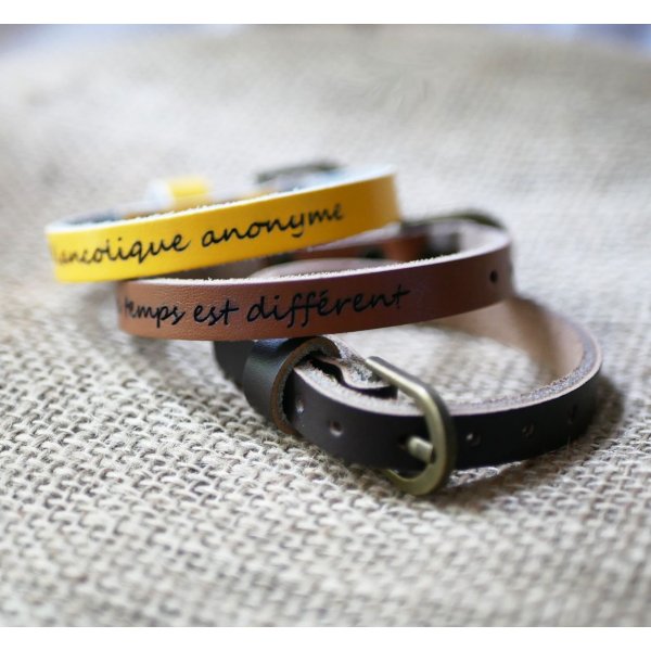 Pulsera de cuero grabada de una vuelta para personalizar mixta adulto ni&ntilde;o