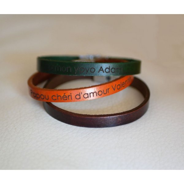 Pulsera de cuero mixto 9mm cierre ajustable