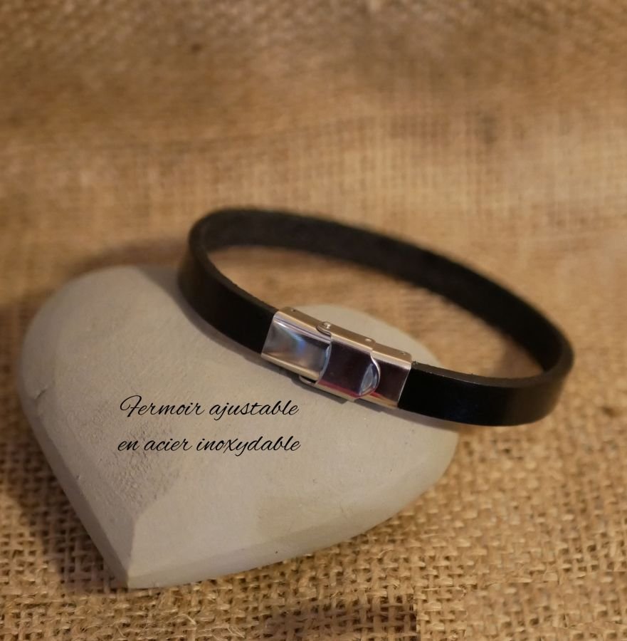 Pulsera de cuero mixto 9mm cierre ajustable