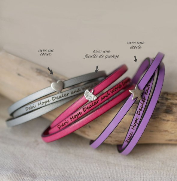 Correa de piel multivuelta personalizable con motivo de estrella, infinito o coraz&oacute;n 