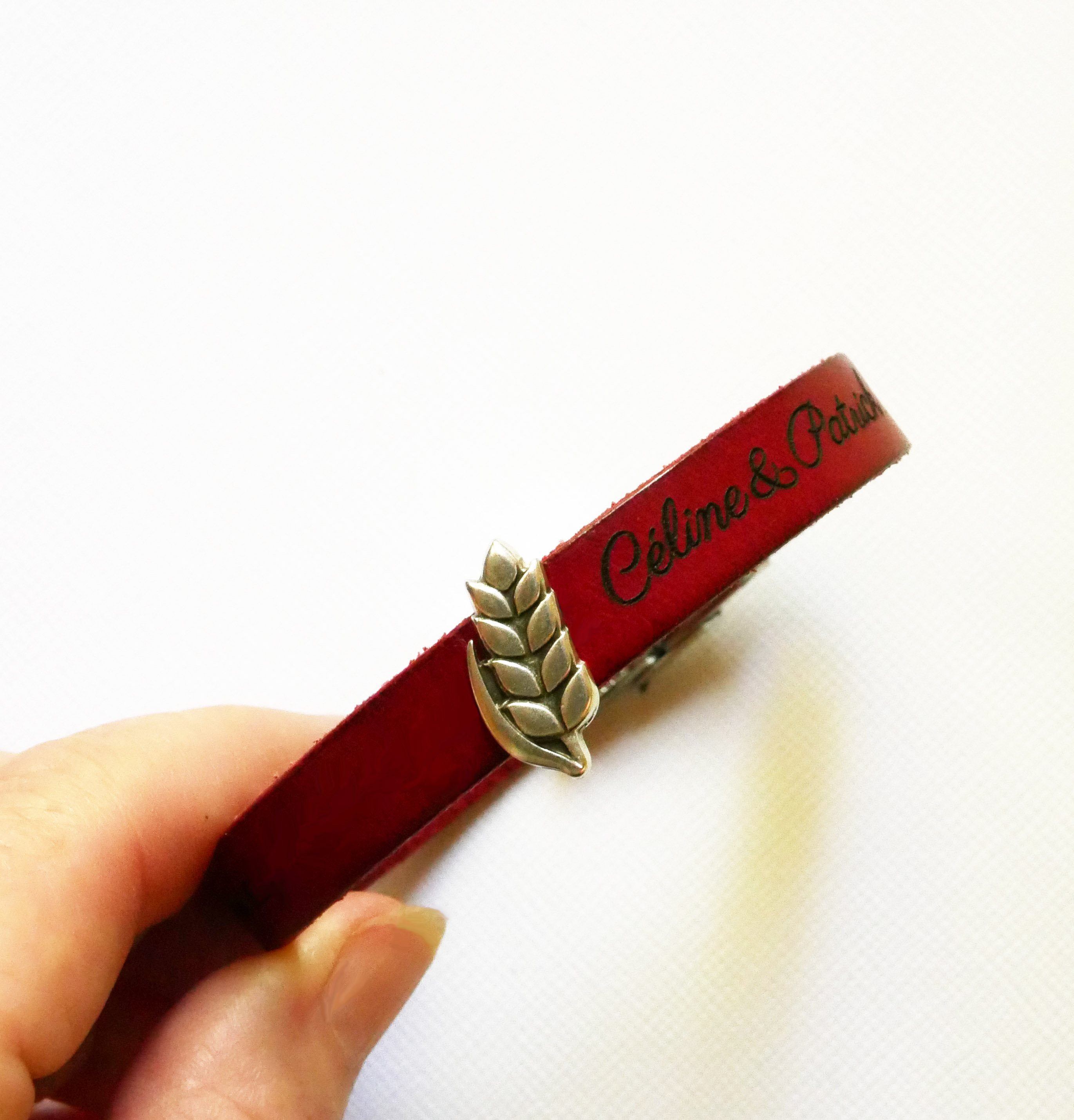 Pulsera y bucle de cuero personalizables Epi de blé, noces de froment para hombre y mujer