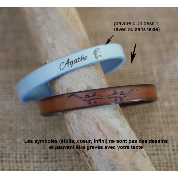 Pulsera de cuero personalizada para hombre o mujer grabada con nombre o mensaje