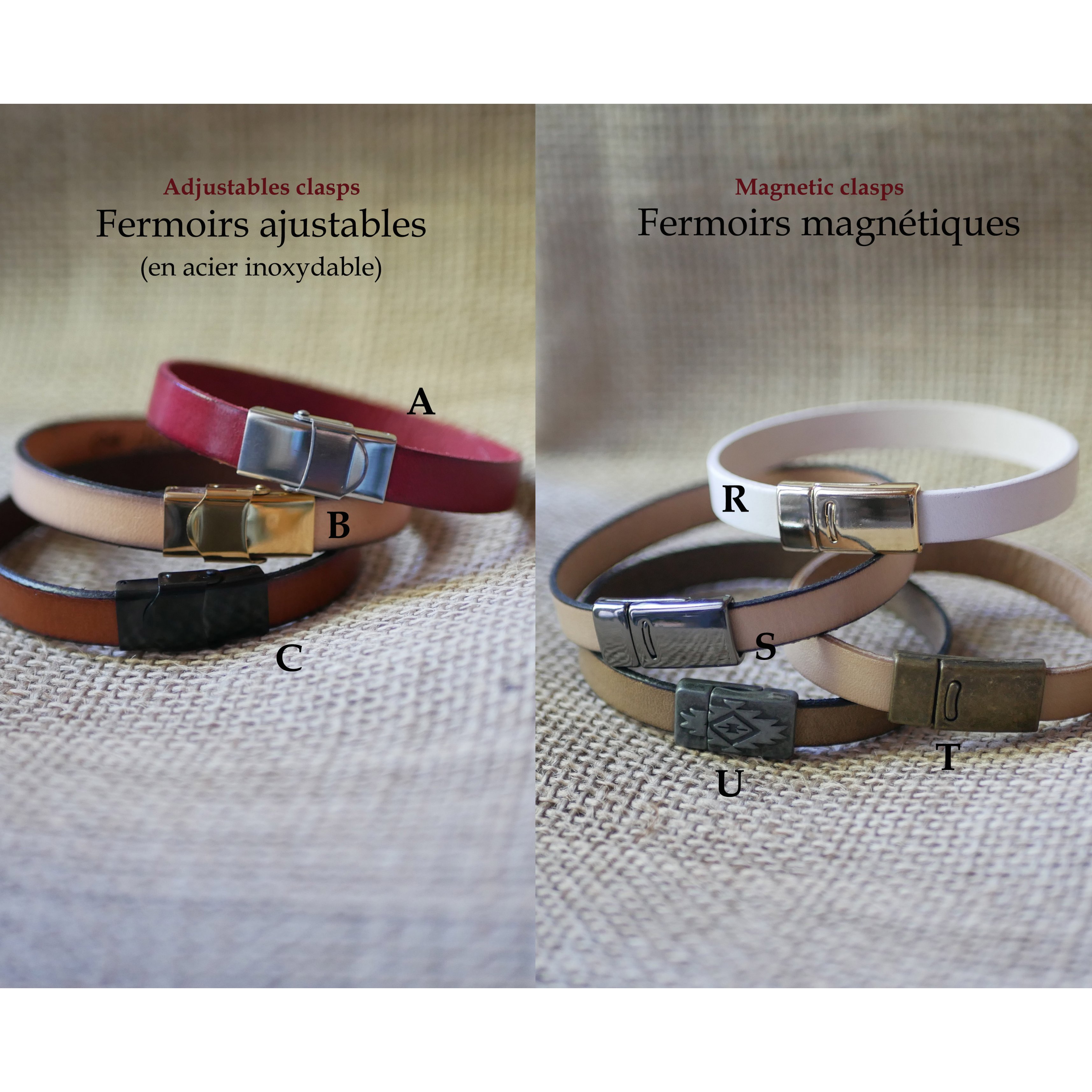 Pulsera de cuero personalizada para hombre o mujer grabada con nombre o mensaje