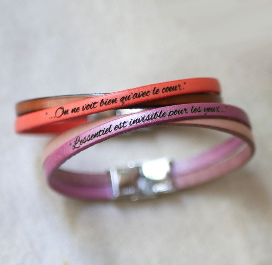 Pulsera dúo de cuero cruzada personalizada para niña o mujer 