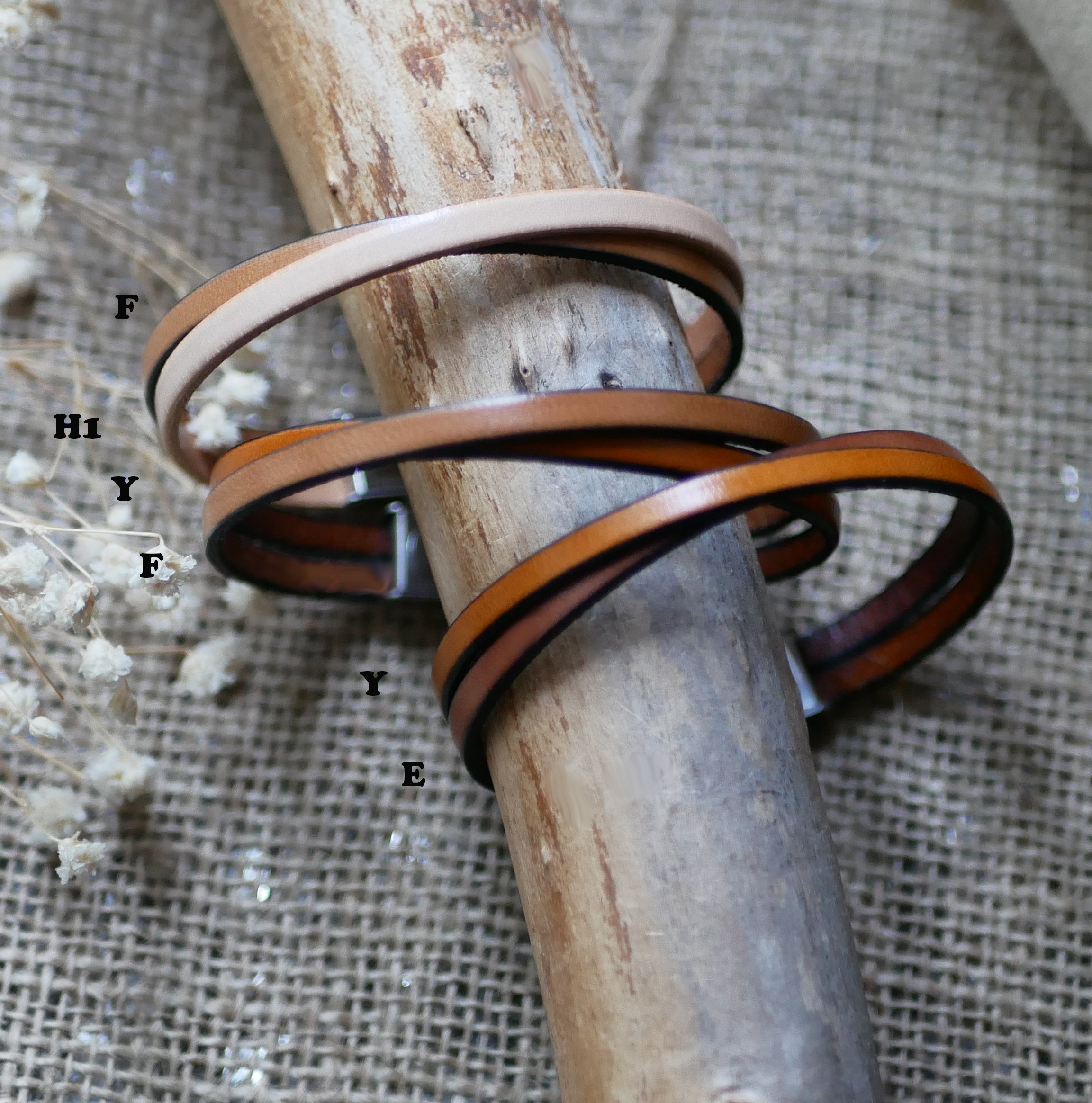 Pulsera twist d&uacute;o de cuero personalizable para hombre o mujer