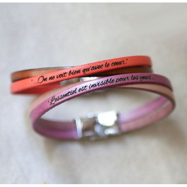 Pulsera d&uacute;o de cuero cruzada personalizada para ni&ntilde;a o mujer 