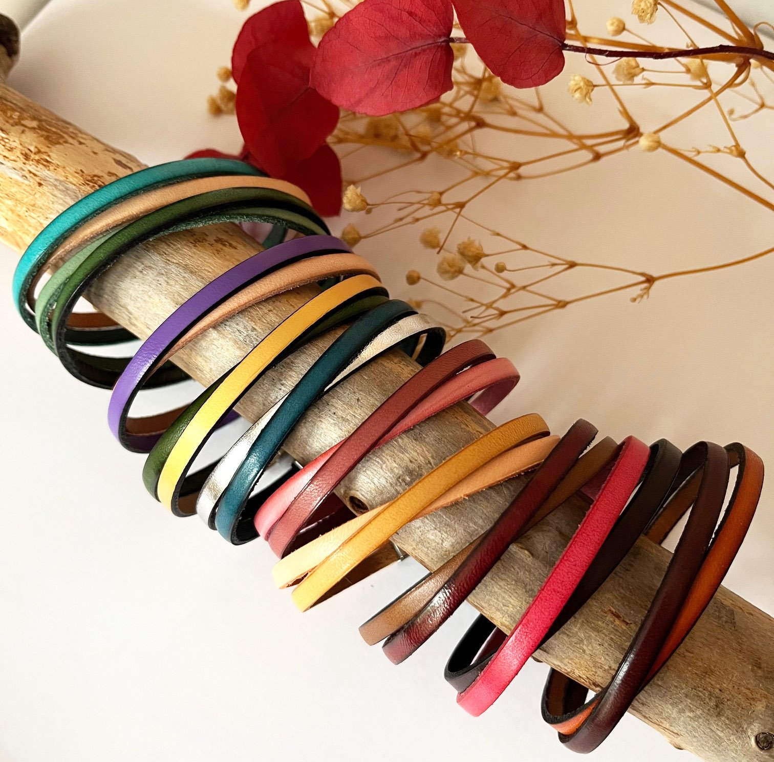 Pulsera twist d&uacute;o de cuero personalizable para hombre o mujer