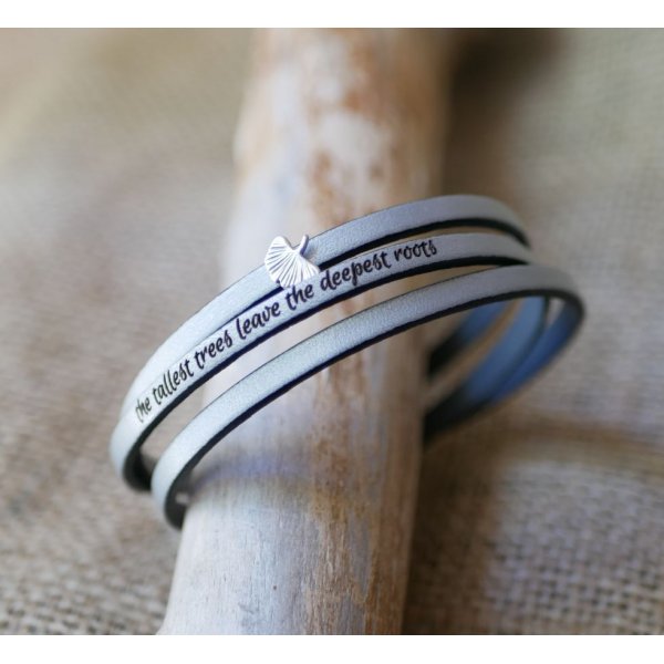 Pulsera de cuero mujer multi-tours Ginkgo hoja de plata personalizada 