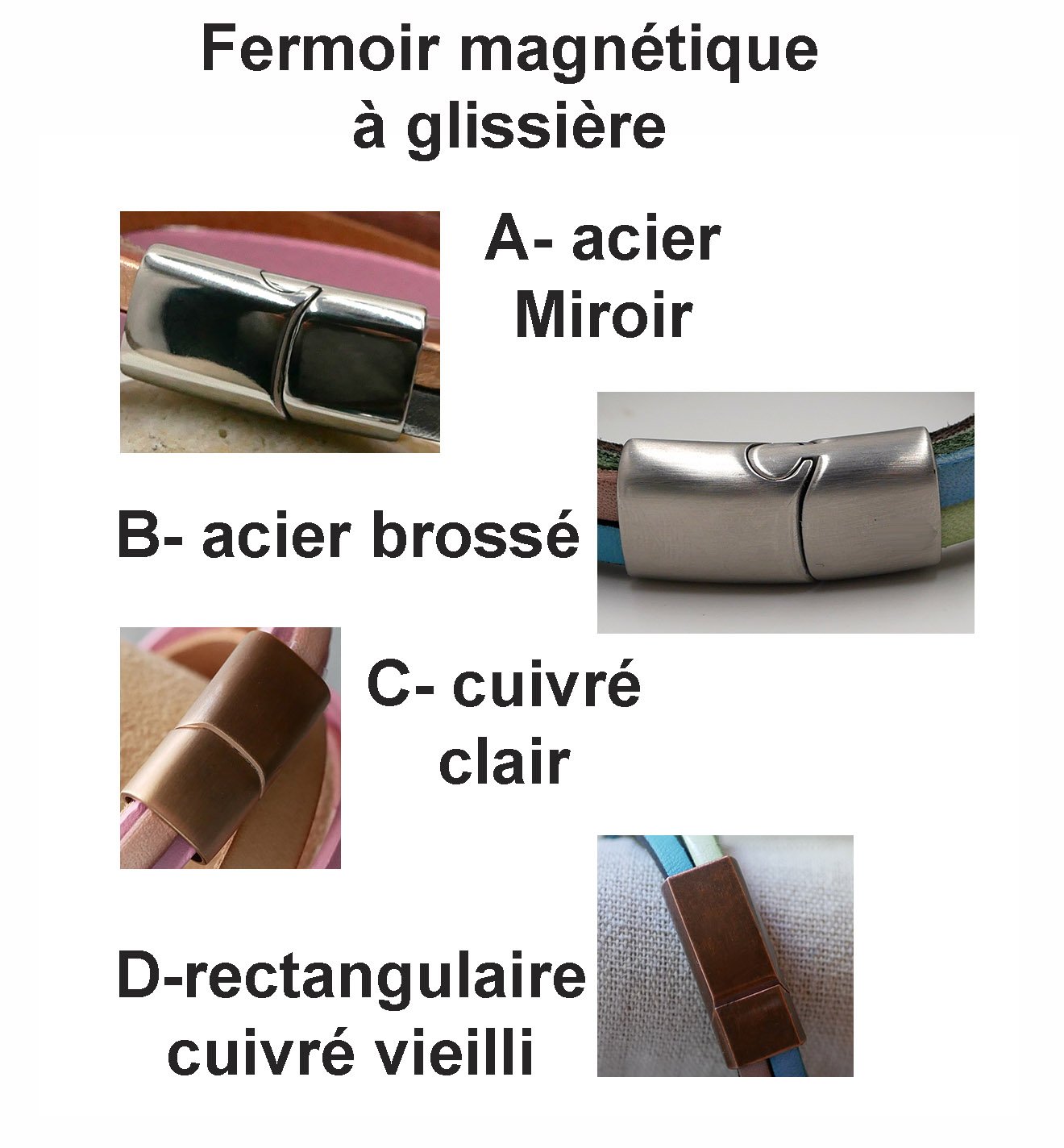 Pulsera de cuero para mujer en brazalete Rojo, Melocot&oacute;n, Coral, Beige