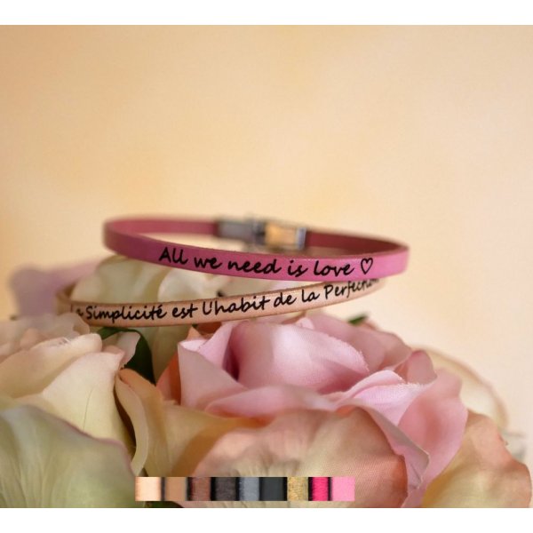 Pulsera de cuero fino personalizable para mujer 