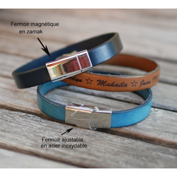 Pulsera de cuero decorada con nudo celta, personalizable mediante grabado