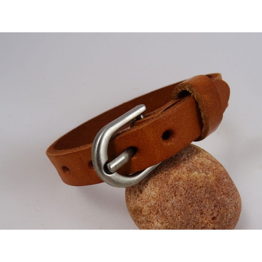 Pulsera de cuero para hombre Camel grabada para personalizar 