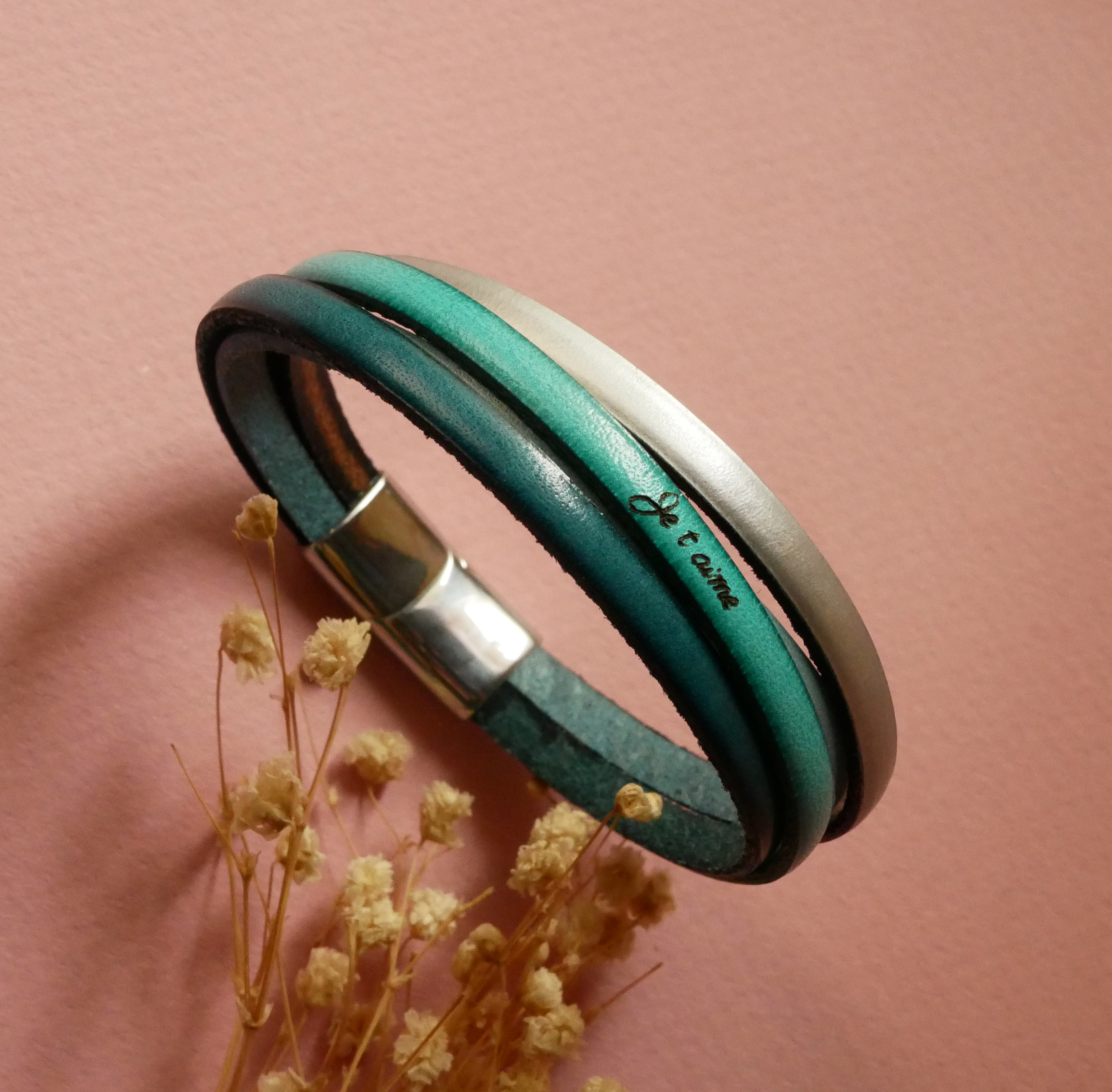 Pulsera brazalete en 4 pieles a elegir