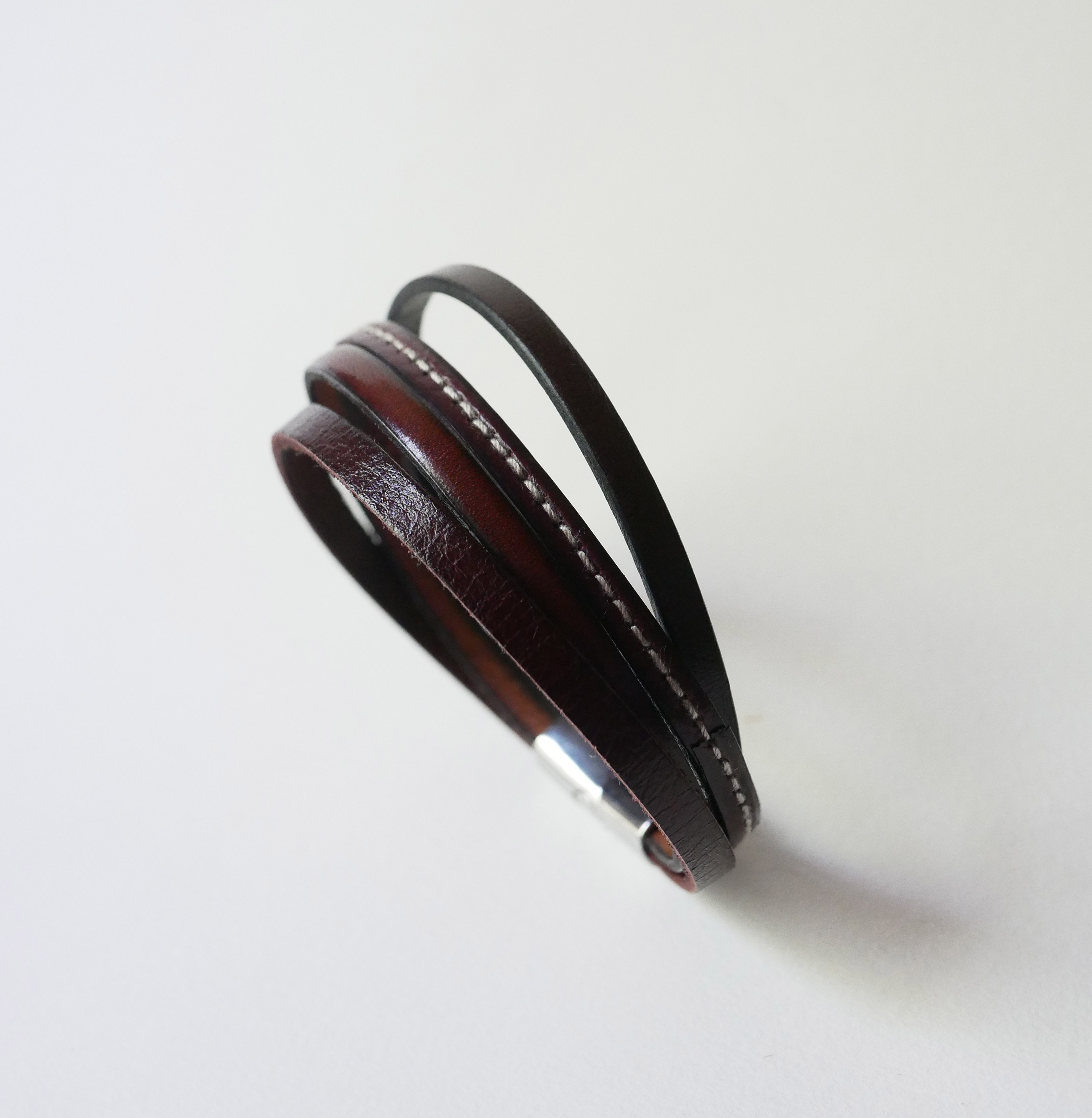 Pulsera brazalete de cuero marrón para hombre