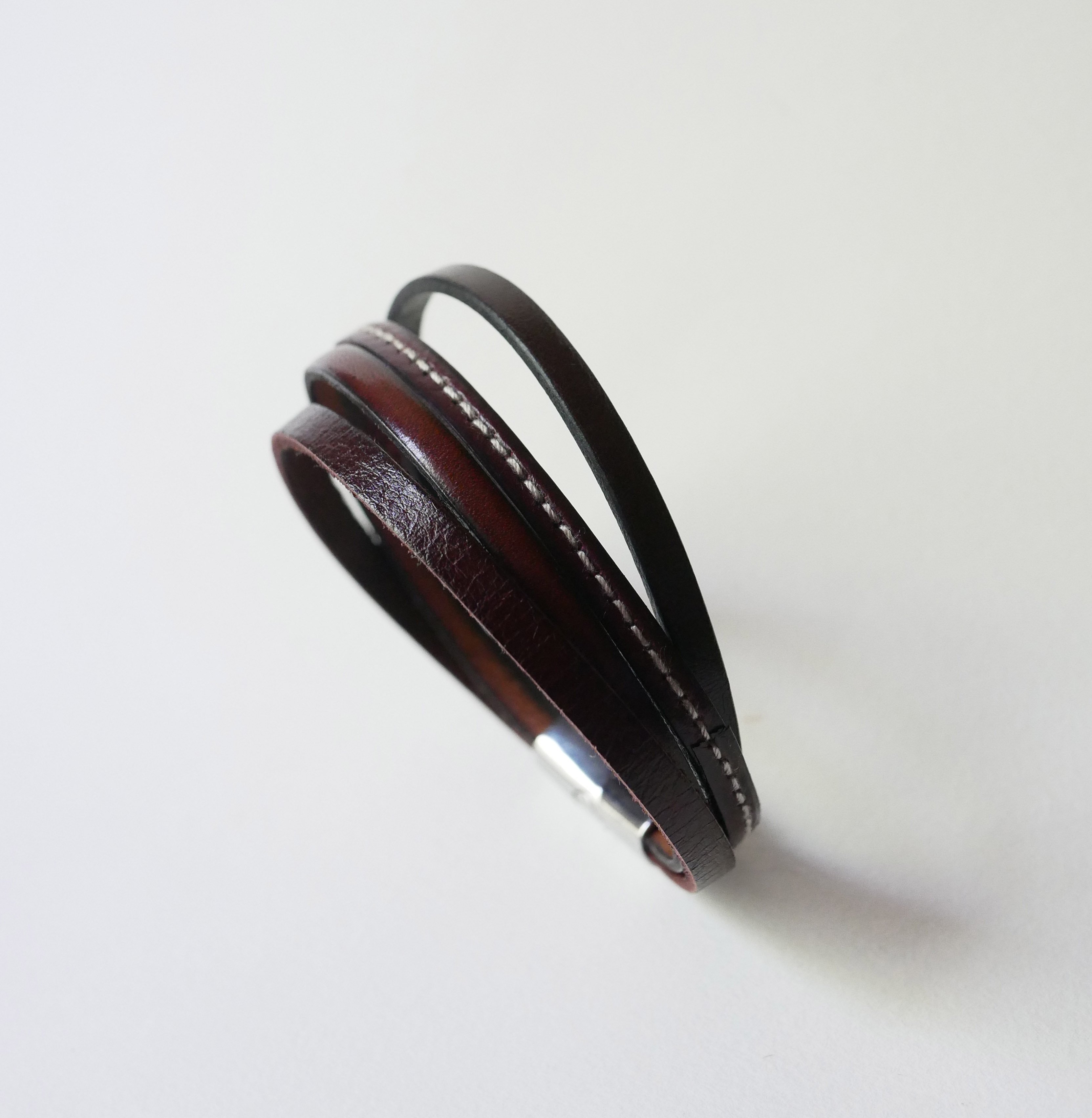 Pulsera brazalete de cuero marrón para hombre