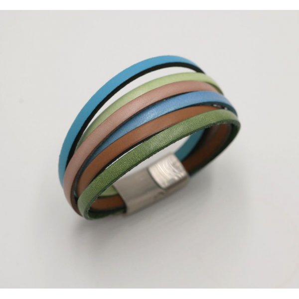 Pulsera brazalete multicuero en colores pastel