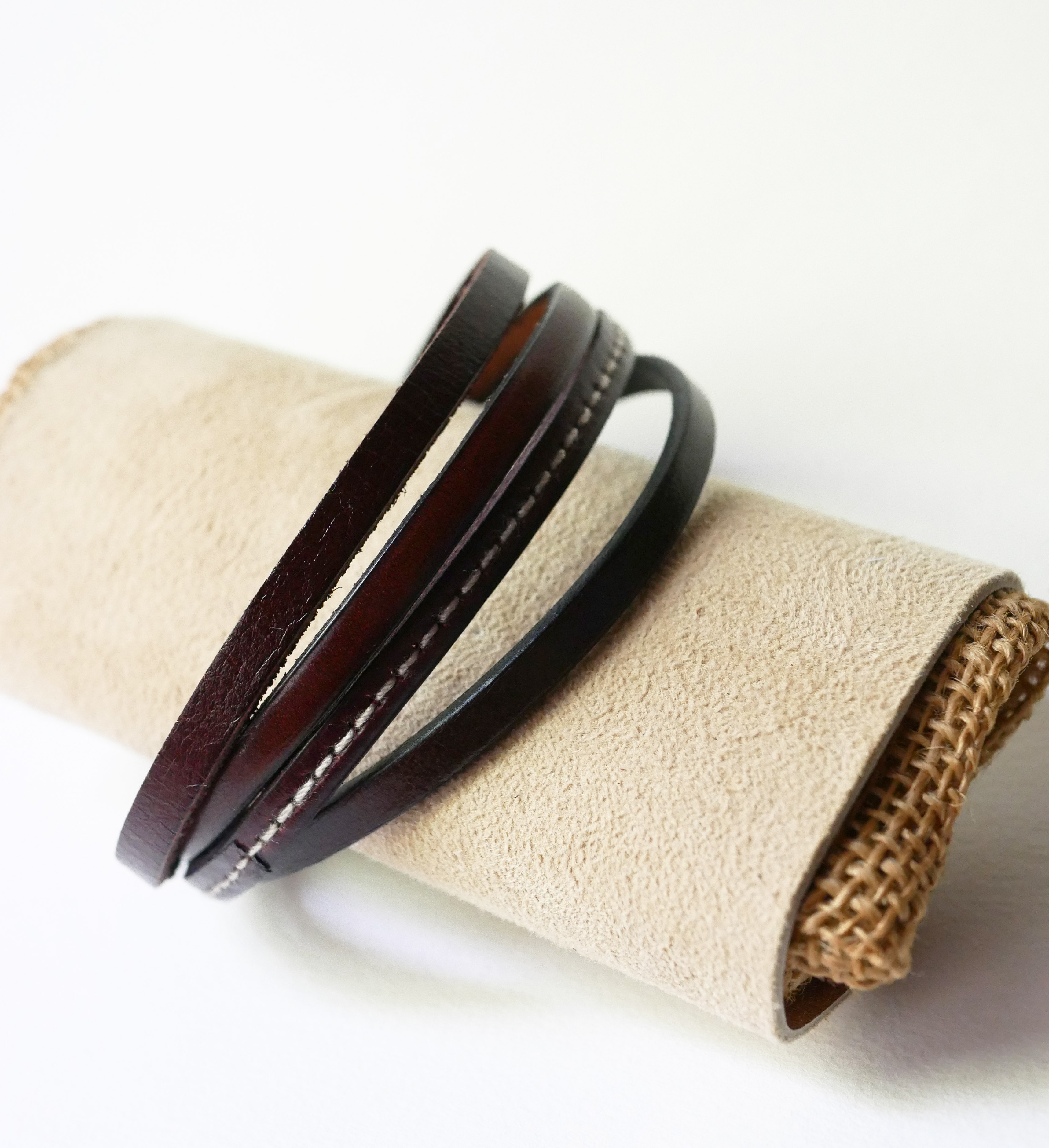 Pulsera brazalete de cuero marrón para hombre