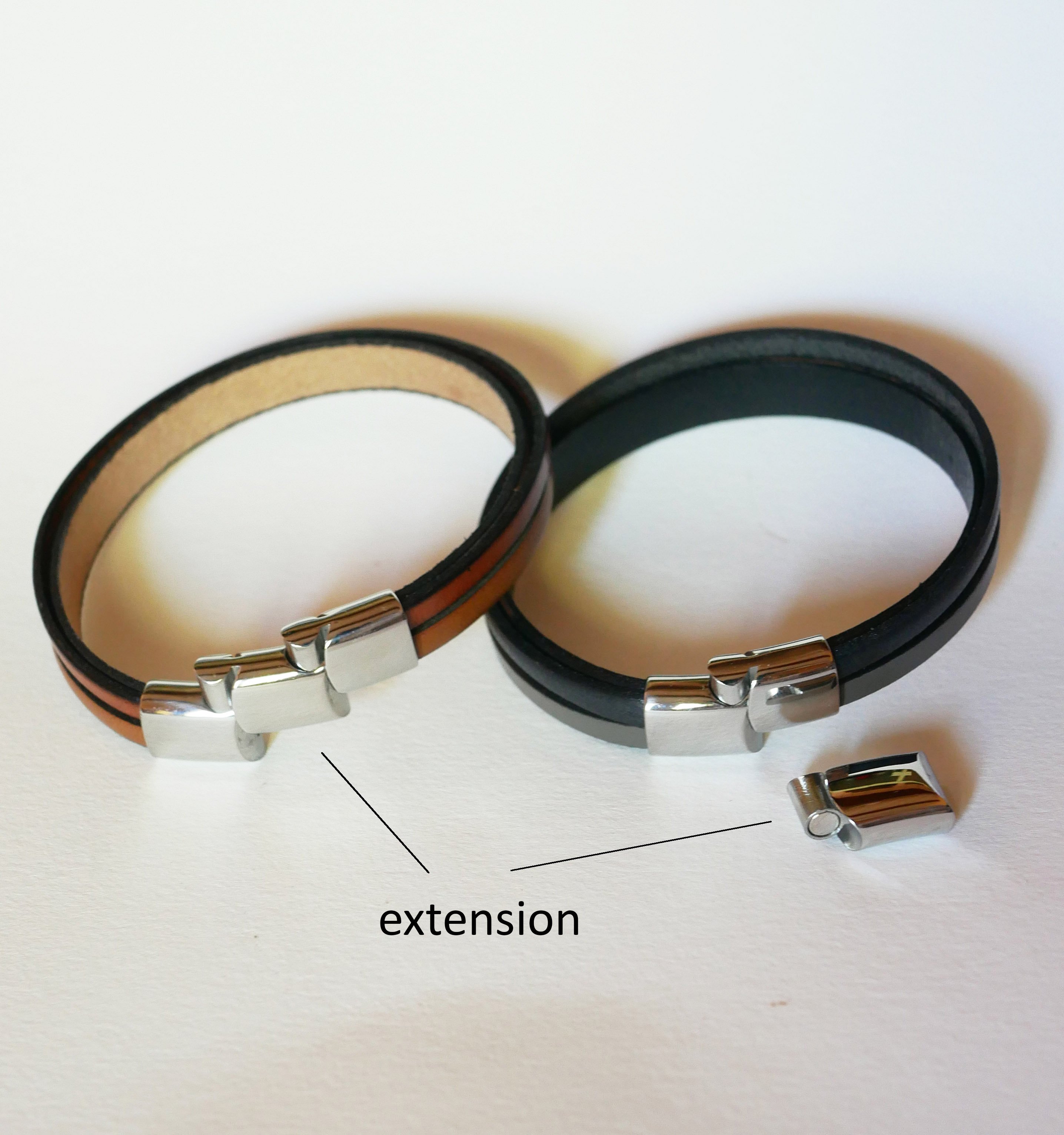 Pulsera brazalete de cuero verde y gris para hombre