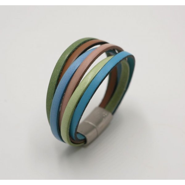 Pulsera brazalete multicuero en colores pastel