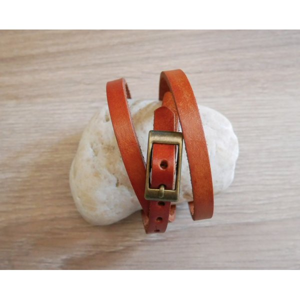 Pulsera mixta 3 vueltas en cuero color a elegir