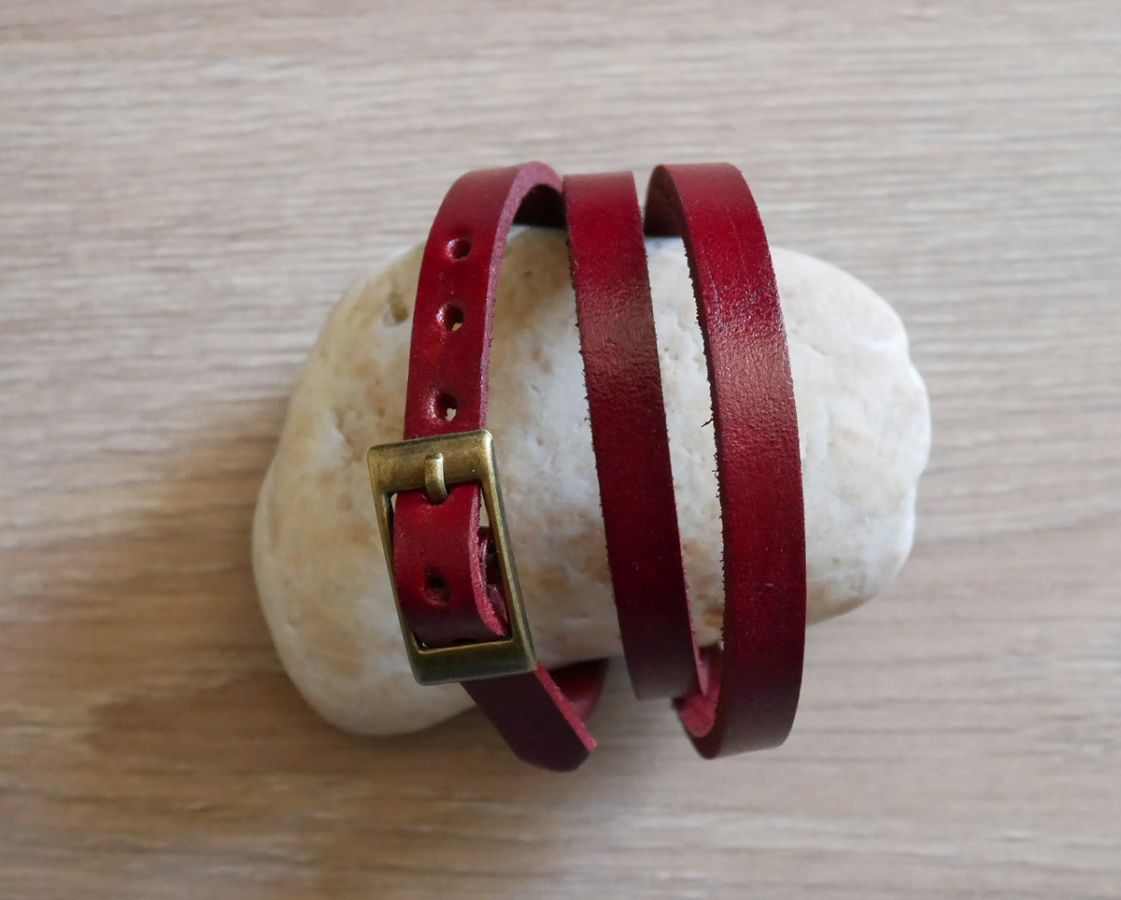 Pulsera mixta 3 vueltas en cuero color a elegir