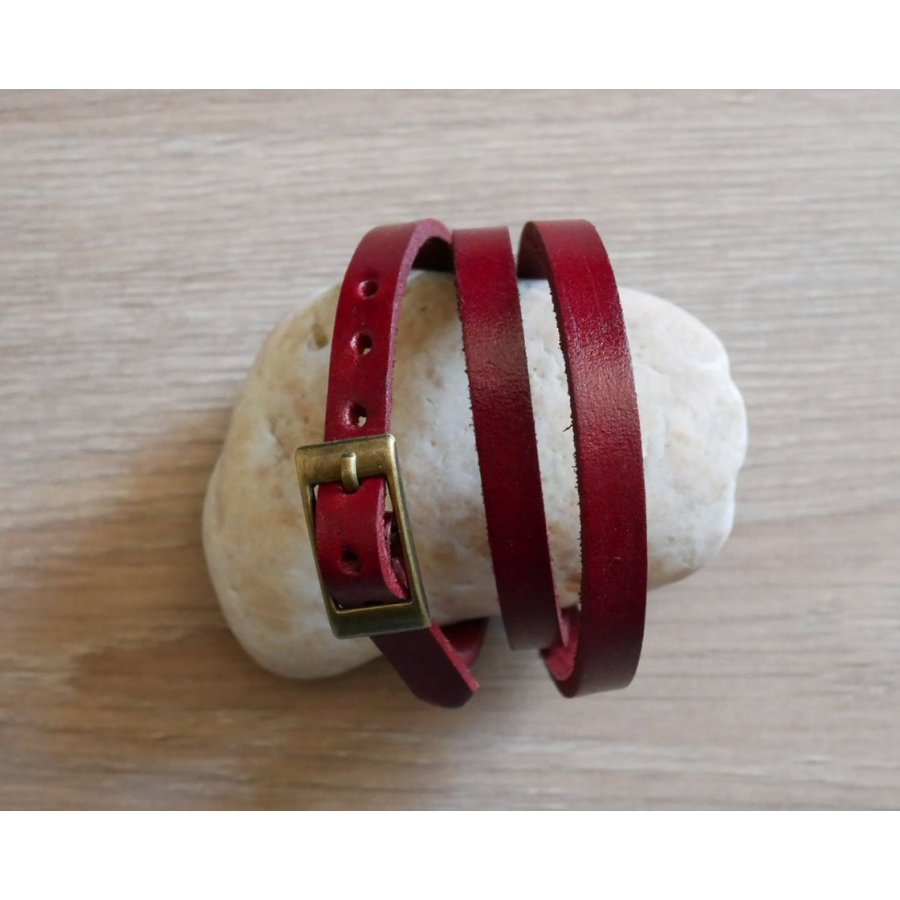 Pulsera mixta 3 vueltas en cuero color a elegir