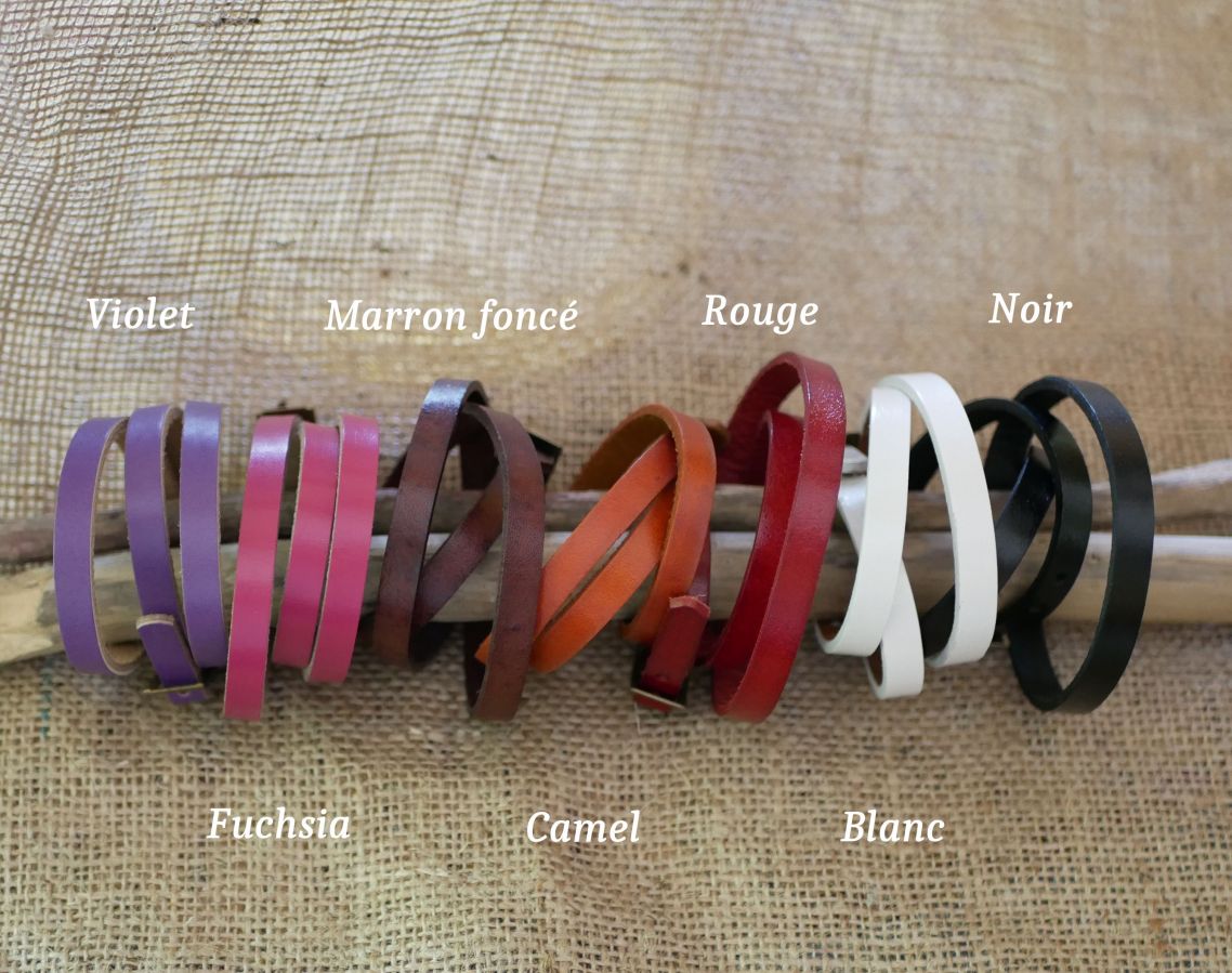 Pulsera mixta 3 vueltas en cuero color a elegir