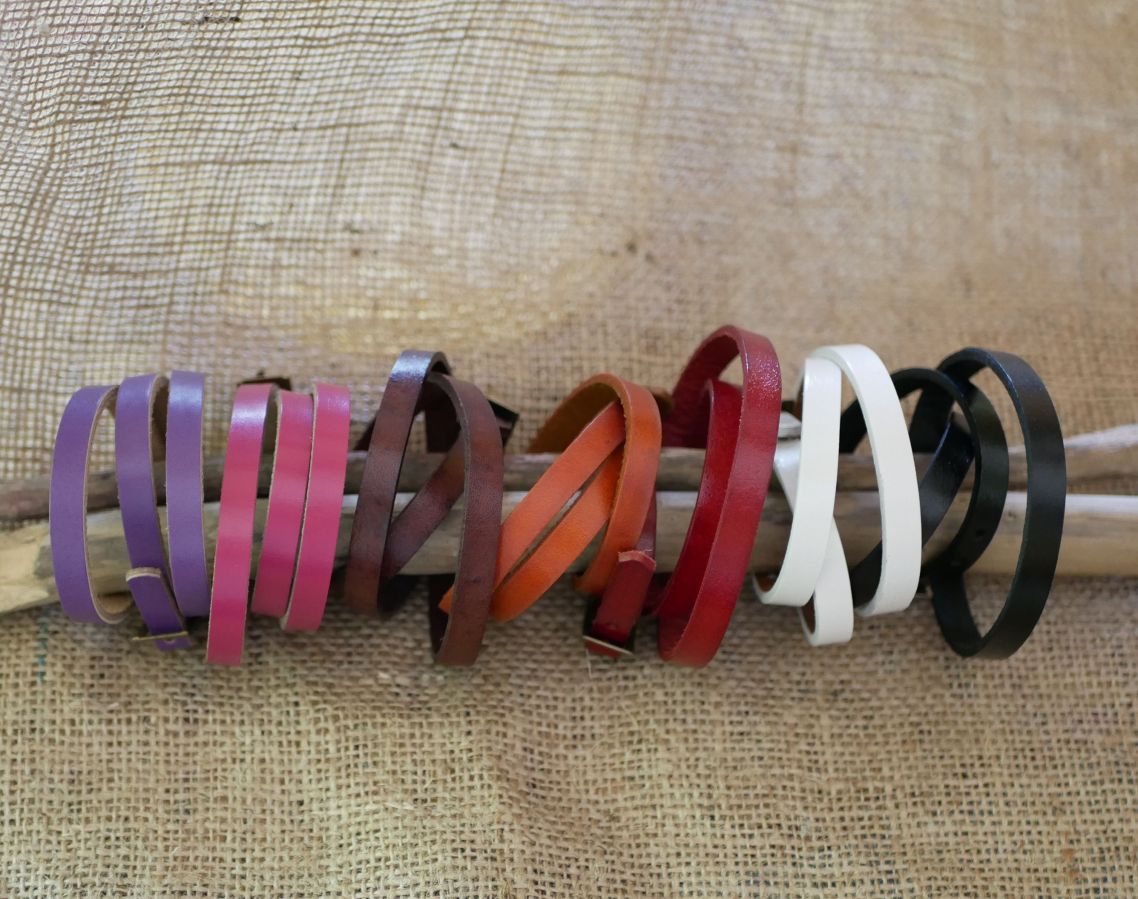 Pulsera mixta 3 vueltas en cuero color a elegir