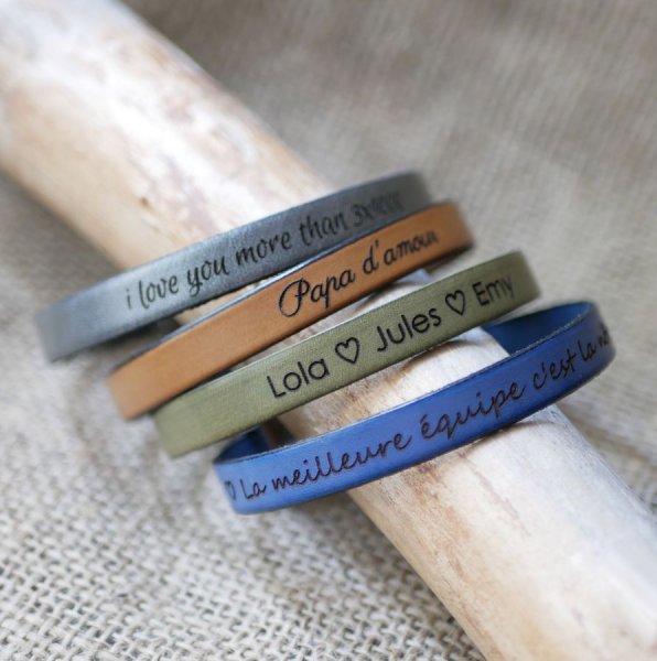 Pulsera de cuero grabada personalizable para hombre elecci&oacute;n de cierre 