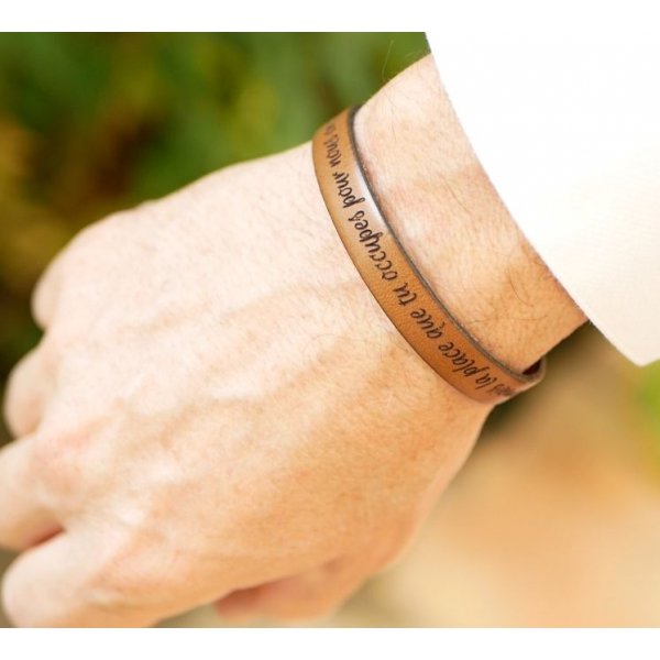 Pulsera de cuero grabada personalizable para hombre elección de cierre 