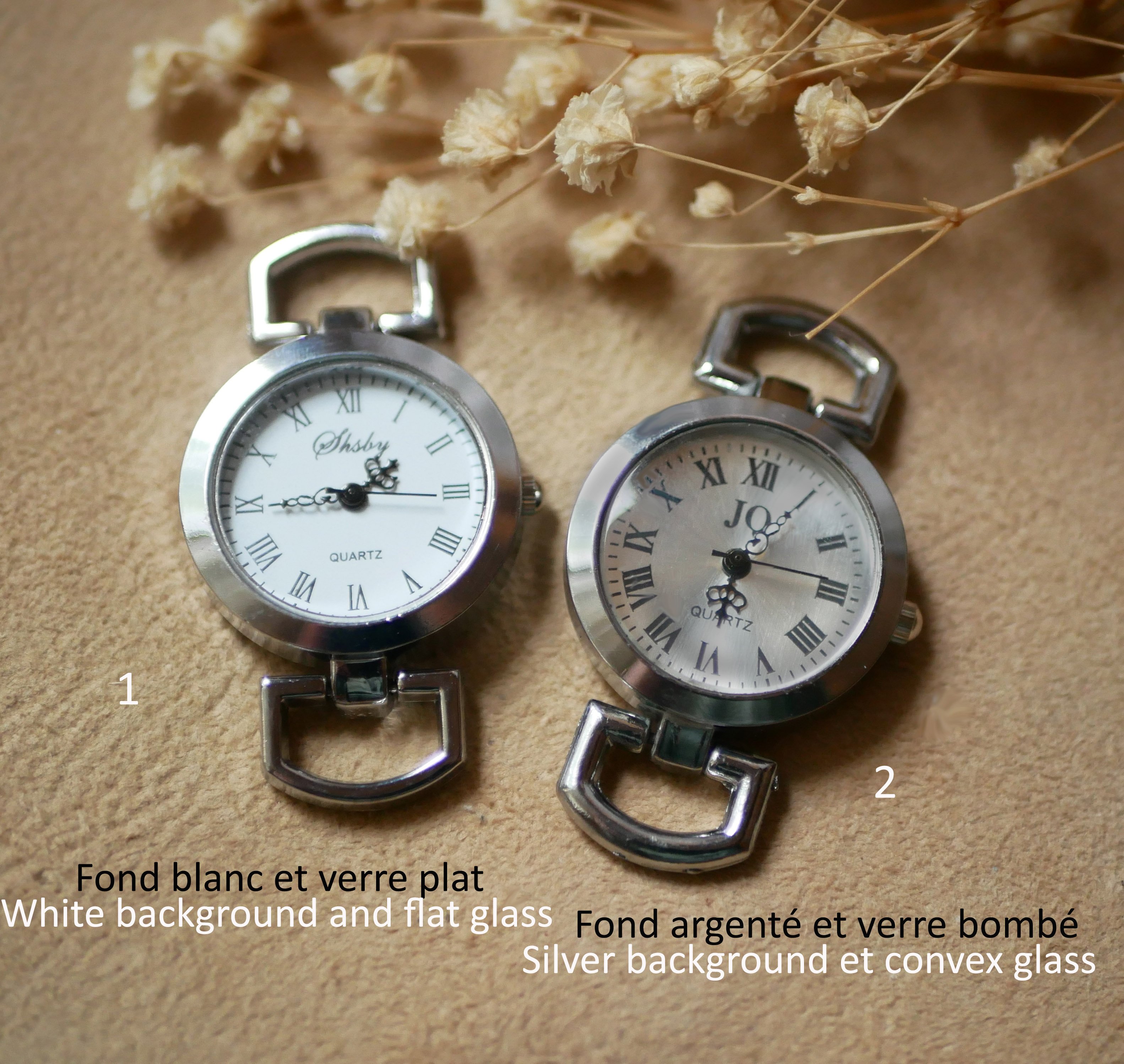 Reloj con doble correa de piel, esfera plateada, color a elegir, personalizable 