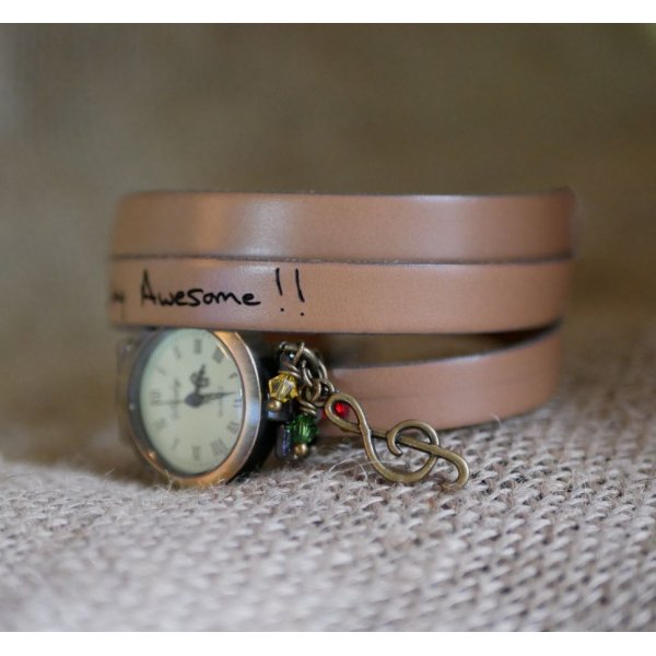 Reloj estilo Rasta Reggaeb con correa de piel cierre ajustable de 2 &oacute; 3 vueltas