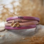 Pulsera dorada con el símbolo del infinito para regalo de San Valentín en 2 pieles para personalizar  