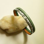Bracelet duo de cuirs pailletes argentées et couleur au choix