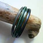 Pulsera brazalete de cuero verde y gris para hombre