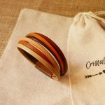 Pulsera de cuero multicolor ocre