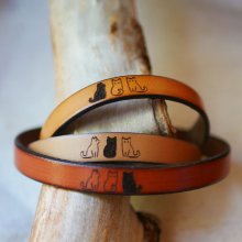 Trío de pulseras de cuero personalizadas mediante grabado con diseños de su elección