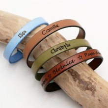 Pulsera de cuero personalizada para hombre o mujer grabada con nombre o mensaje