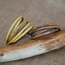 Pulsera de cuero de 5 vueltas grabada a medida para hombre o mujer