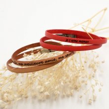 Pulsera de cuero de 2 vueltas para hombre o mujer, para personalizar