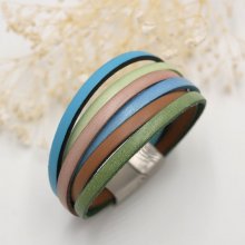 Pulsera brazalete multicuero en colores pastel