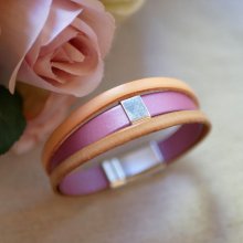 Pulsera brazalete melocotón y rosa para personalizar 