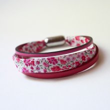 Pulsera de mujer trío cuero &amp; liberty flores rosas 